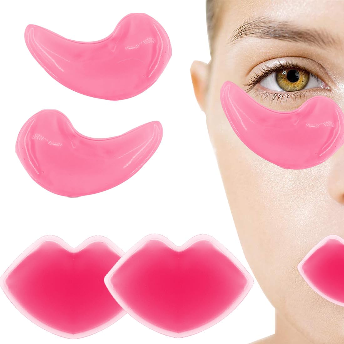 Lip ＆ Eye ice Packs Gel Eye Pad Cold Eye Mask Hot Cold Compress Reusable Gel Eye Pads Treat Eye Swelling